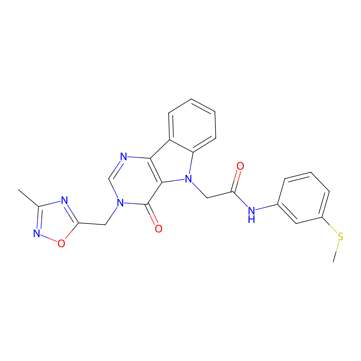 2-{3-[(3-methyl-1,2,4-oxadiazol-5-yl)methyl]-4-oxo-3H,4H,5H-pyrimido[5,4-b]indol-5-yl}-N-[3-(methylsulfanyl)phenyl]acetamide molecular structure, CAS 1115888-60-2