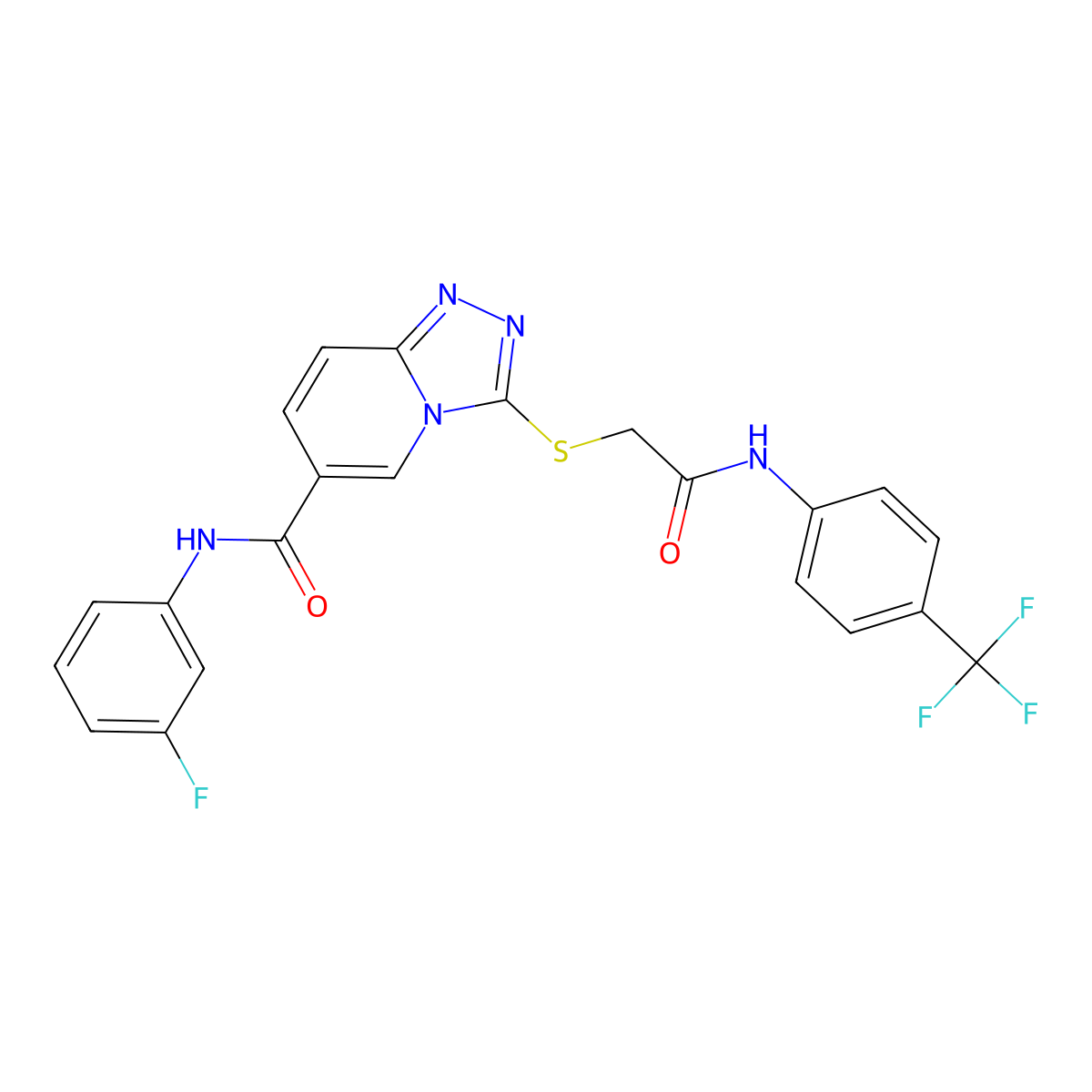 N-(3-fluorophenyl)-3-[({[4-(trifluoromethyl)phenyl]carbamoyl}methyl)sulfanyl]-[1,2,4]triazolo[4,3-a]pyridine-6-carboxamide molecular structure, CAS 1115890-26-0