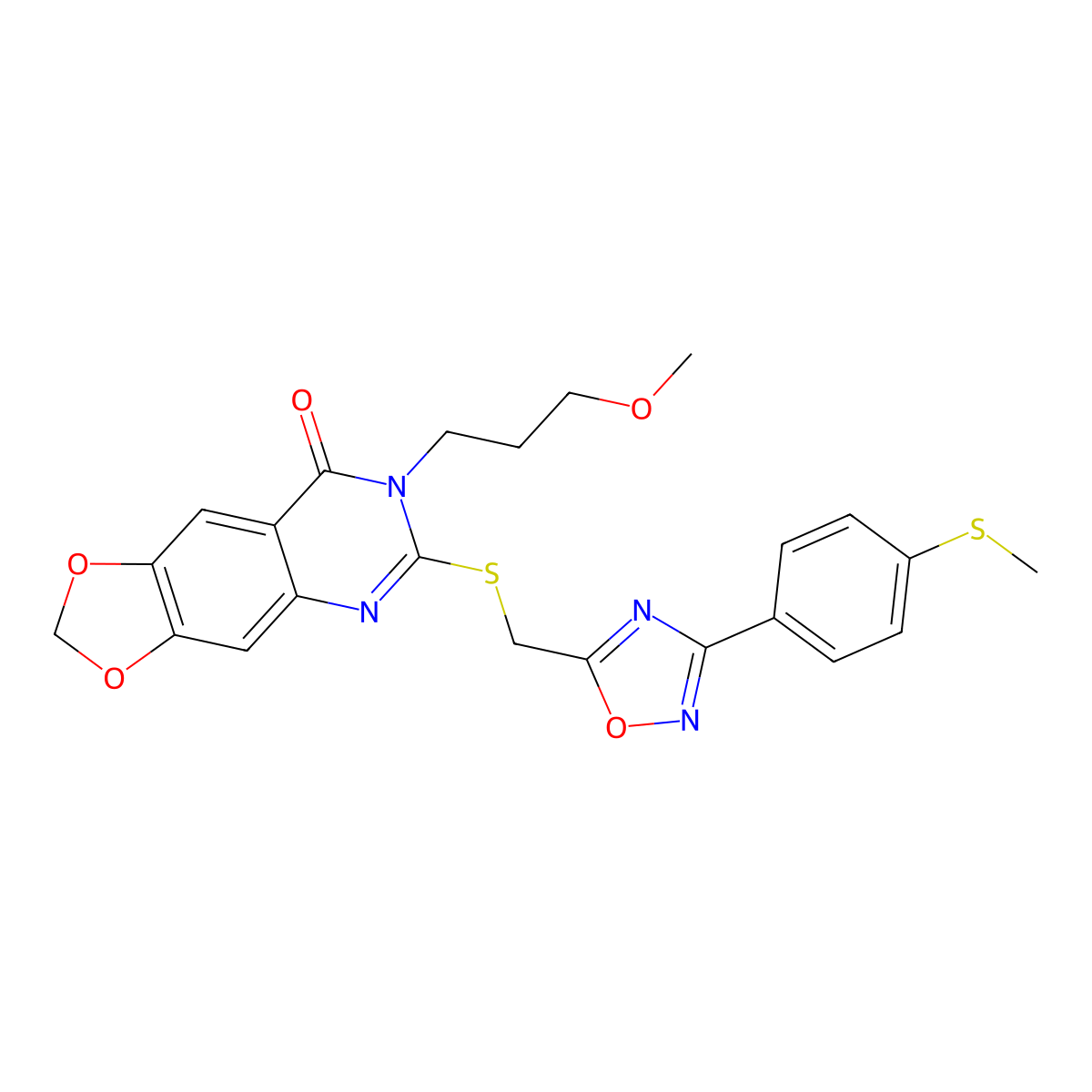7-(3-methoxypropyl)-6-[({3-[4-(methylsulfanyl)phenyl]-1,2,4-oxadiazol-5-yl}methyl)sulfanyl]-2H,7H,8H-[1,3]dioxolo[4,5-g]quinazolin-8-one molecular structure, CAS 1115892-81-3
