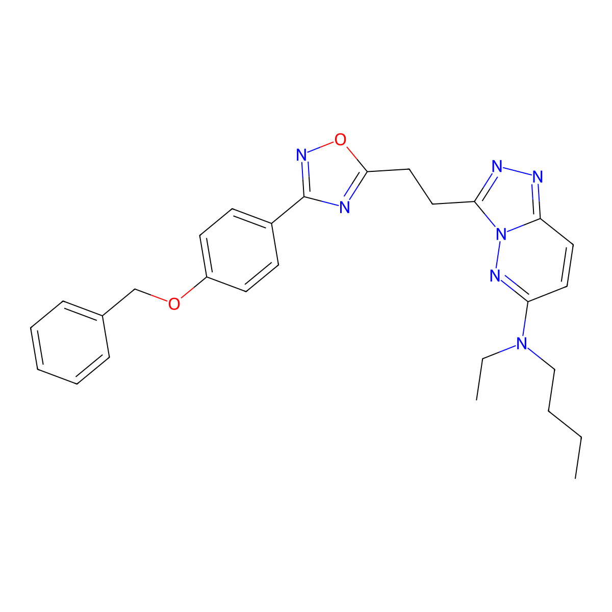 3-(2-{3-[4-(benzyloxy)phenyl]-1,2,4-oxadiazol-5-yl}ethyl)-N-butyl-N-ethyl-[1,2,4]triazolo[4,3-b]pyridazin-6-amine molecular structure, CAS 1115892-95-9