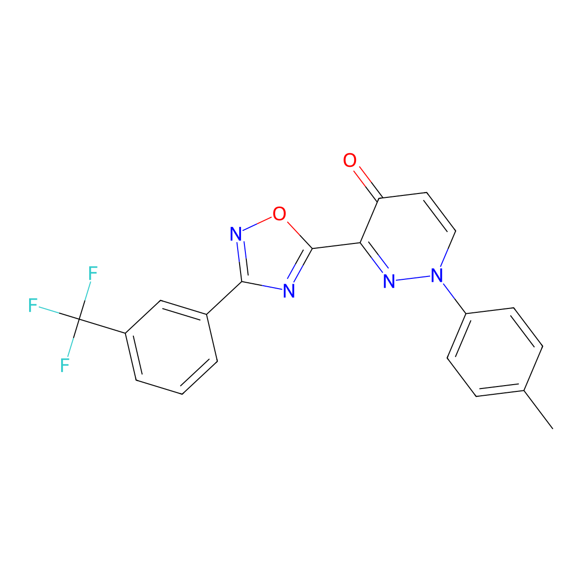 1-(4-Methylphenyl)-3-{3-[3-(trifluoromethyl)phenyl]-1,2,4-oxadiazol-5-yl}-1,4-dihydropyridazin-4-one molecular structure, CAS 1115894-40-0