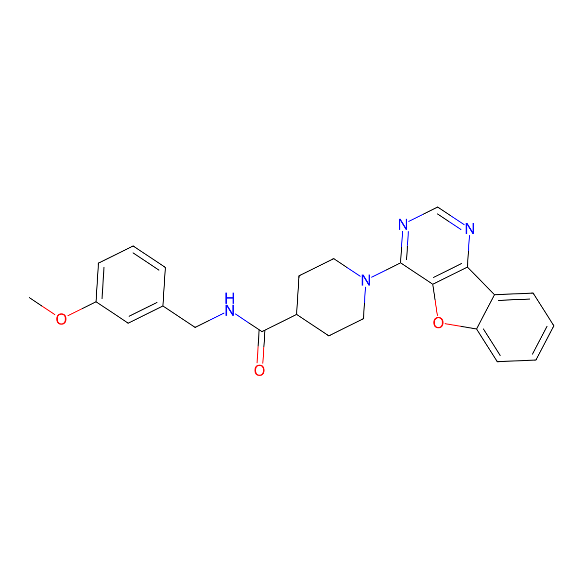 1-([1]benzofuro[3,2-d]pyrimidin-4-yl)-N-(3-methoxybenzyl)piperidine-4-carboxamide molecular structure, CAS 1115895-73-2