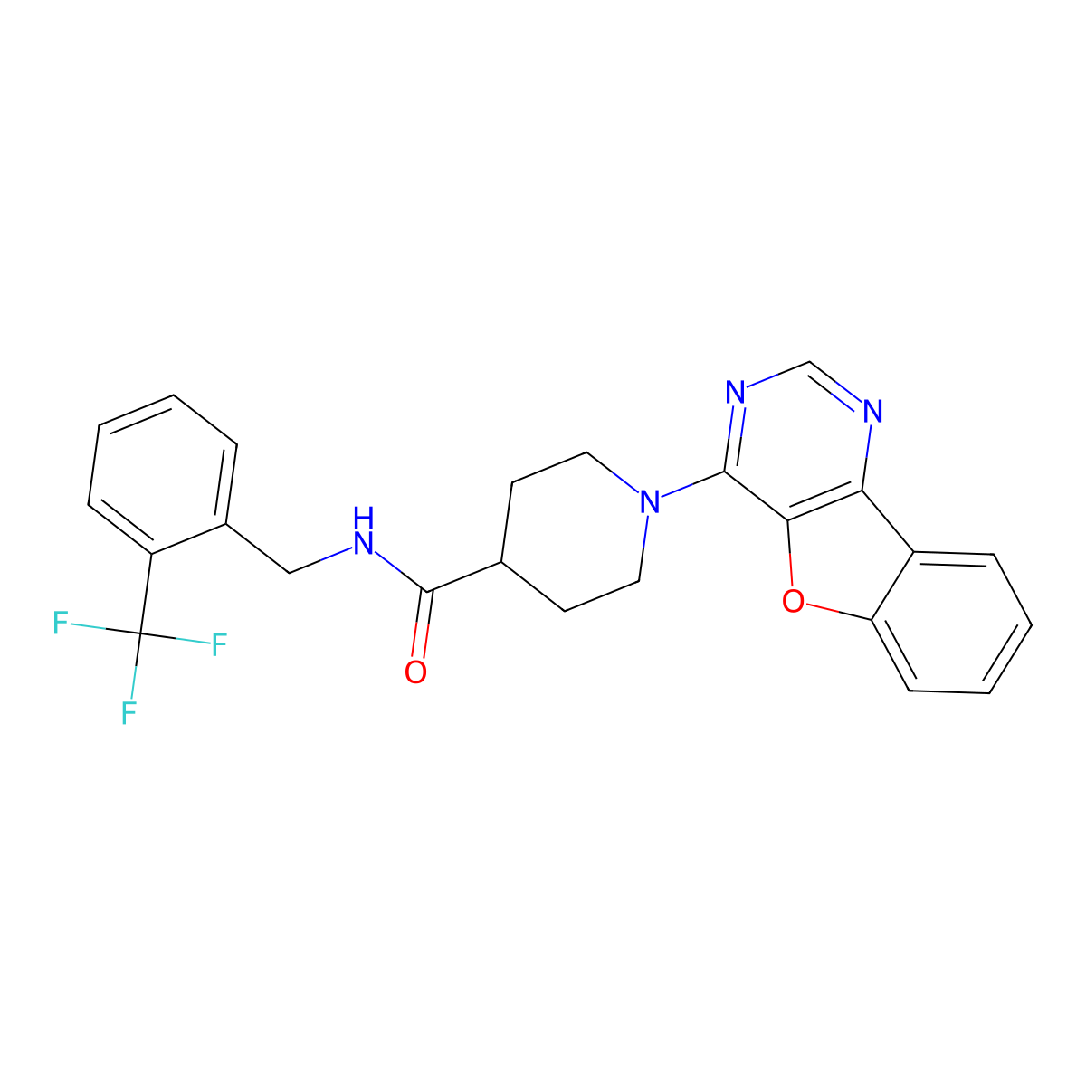 1-([1]benzofuro[3,2-d]pyrimidin-4-yl)-N-[2-(trifluoromethyl)benzyl]piperidine-4-carboxamide molecular structure, CAS 1115895-75-4