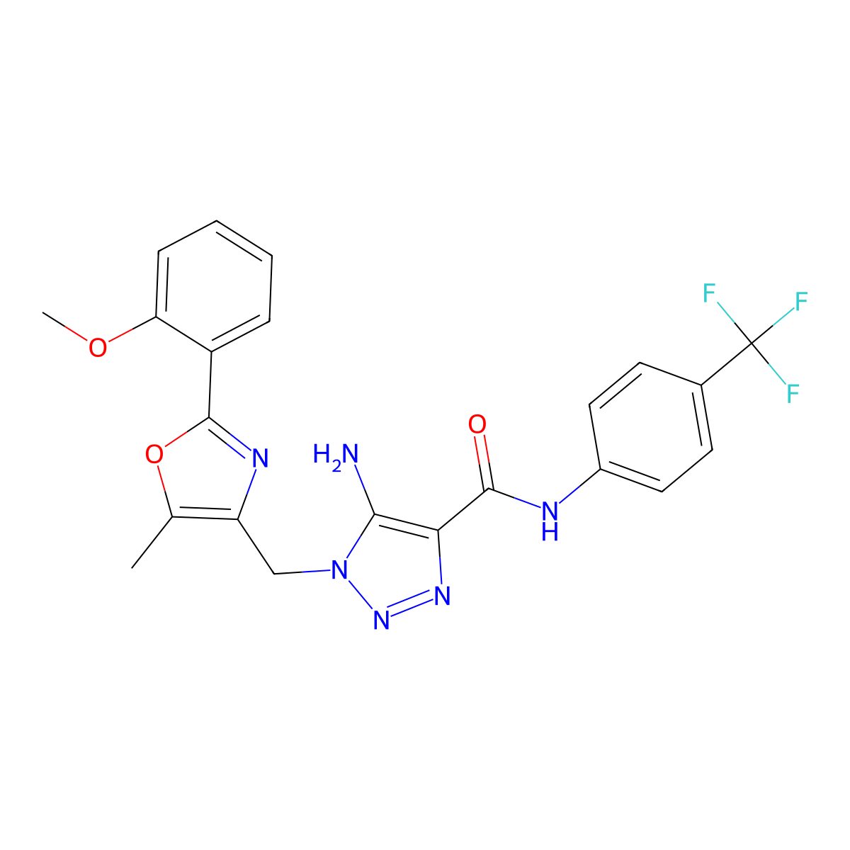 5-amino-1-{[2-(2-methoxyphenyl)-5-methyl-1,3-oxazol-4-yl]methyl}-N-[4-(trifluoromethyl)phenyl]-1H-1,2,3-triazole-4-carboxamide molecular structure, CAS 1115896-17-7