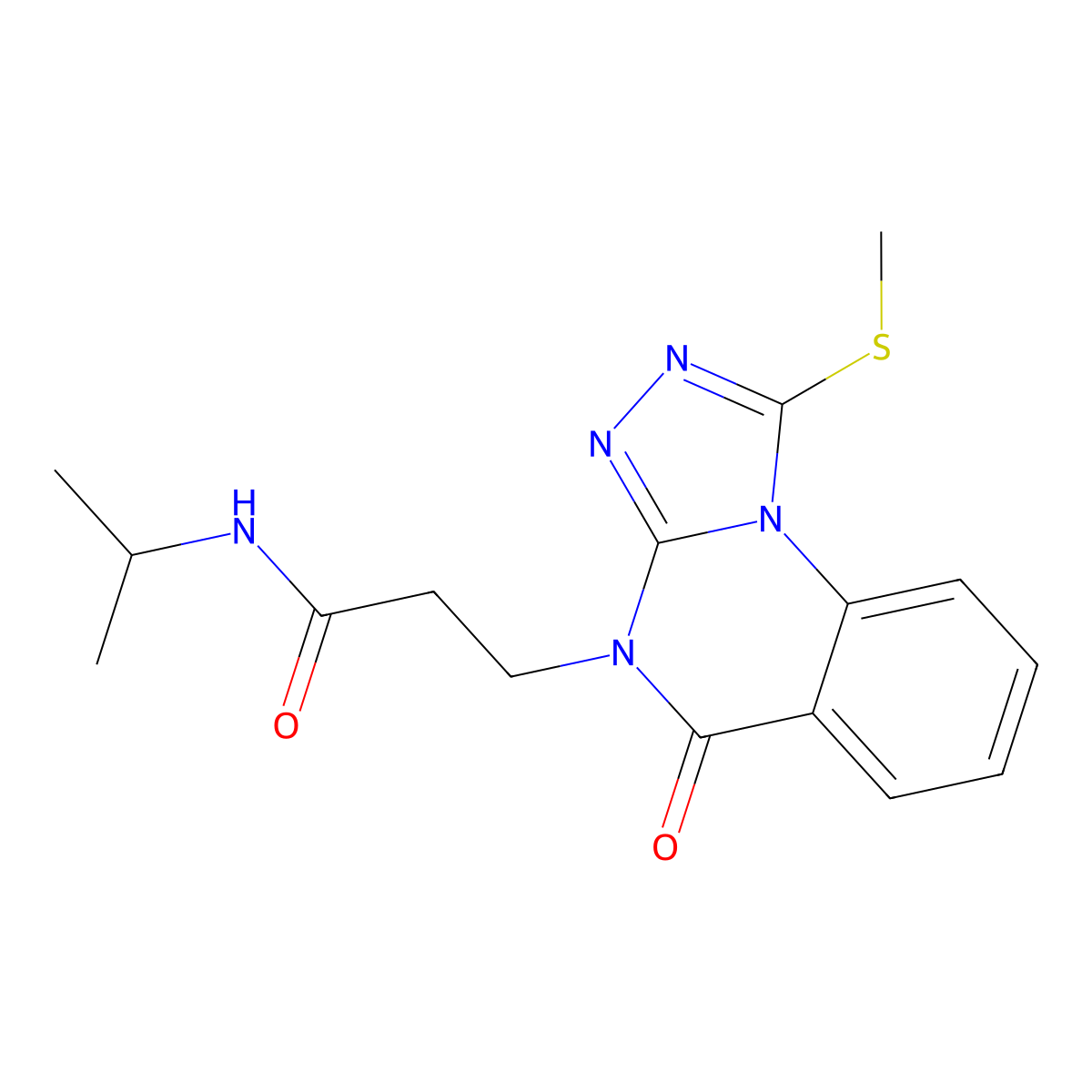 3-[1-(methylsulfanyl)-5-oxo-4H,5H-[1,2,4]triazolo[4,3-a]quinazolin-4-yl]-N-(propan-2-yl)propanamide molecular structure, CAS 1115896-22-4