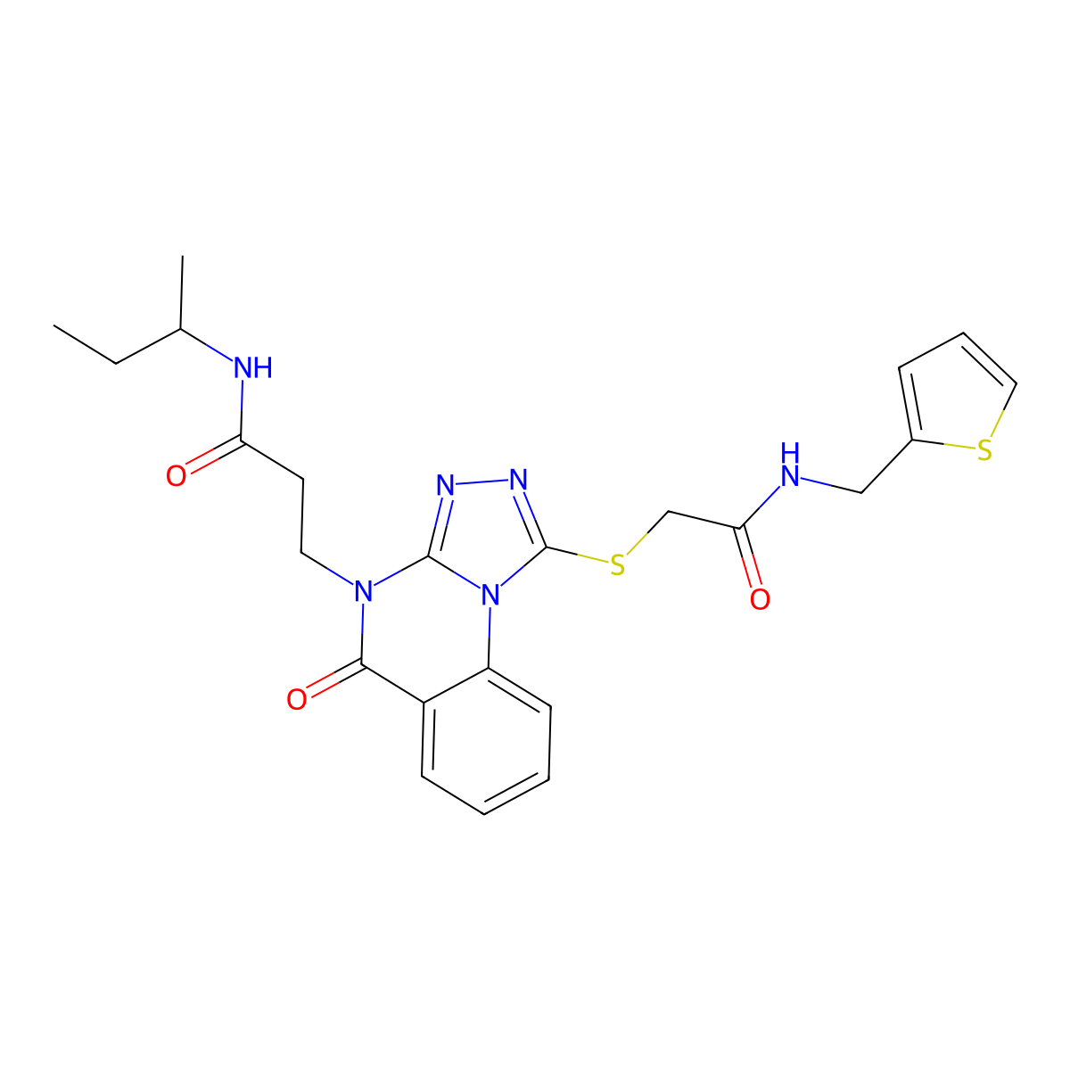N-(butan-2-yl)-3-{5-oxo-1-[({[(thiophen-2-yl)methyl]carbamoyl}methyl)sulfanyl]-4H,5H-[1,2,4]triazolo[4,3-a]quinazolin-4-yl}propanamide molecular structure, CAS 1115896-24-6
