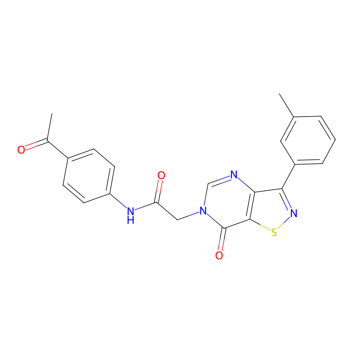 N-(4-acetylphenyl)-2-[3-(3-methylphenyl)-7-oxo-6H,7H-[1,2]thiazolo[4,5-d]pyrimidin-6-yl]acetamide molecular structure, CAS 1115898-24-2