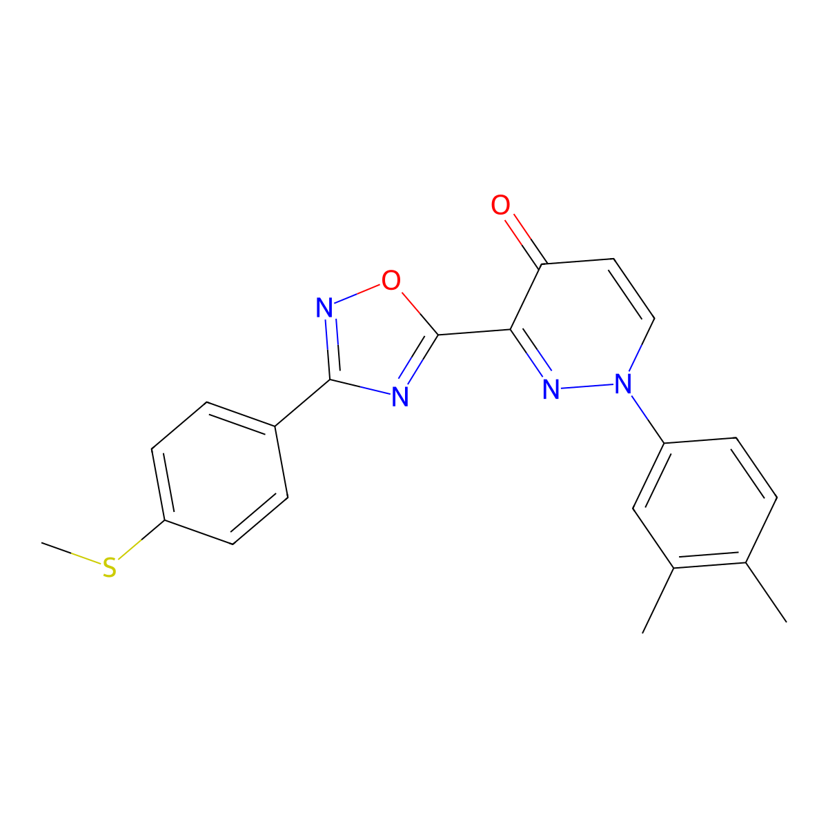 1-(3,4-Dimethylphenyl)-3-{3-[4-(methylsulfanyl)phenyl]-1,2,4-oxadiazol-5-yl}-1,4-dihydropyridazin-4-one molecular structure, CAS 1115898-58-2