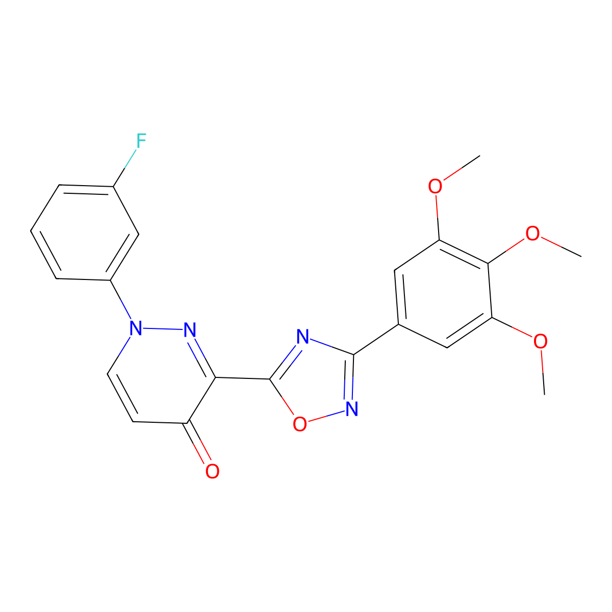 1-(3-Fluorophenyl)-3-[3-(3,4,5-trimethoxyphenyl)-1,2,4-oxadiazol-5-yl]-1,4-dihydropyridazin-4-one molecular structure, CAS 1115898-60-6