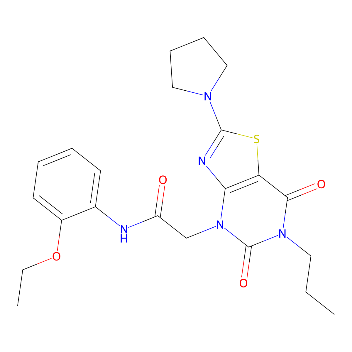 2-(5,7-Dioxo-6-propyl-2-(pyrrolidin-1-yl)-6,7-dihydrothiazolo[4,5-d]pyrimidin-4(5H)-yl)-N-(2-ethoxyphenyl)acetamide molecular structure, CAS 1115899-12-1