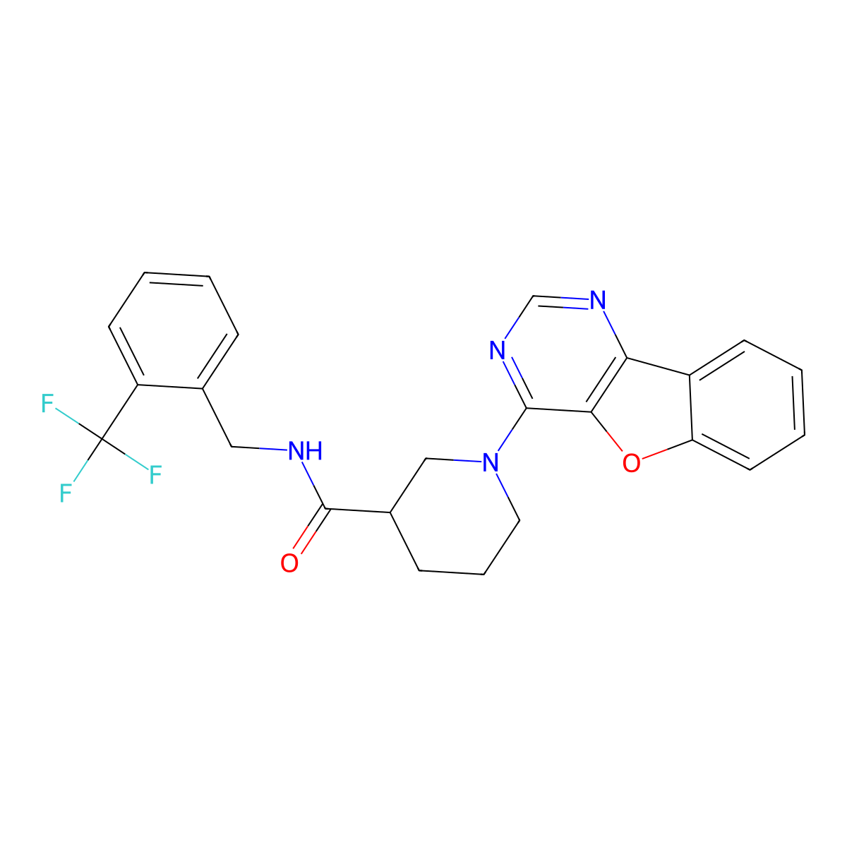 1-[1]benzofuro[3,2-d]pyrimidin-4-yl-N-[2-(trifluoromethyl)benzyl]piperidine-3-carboxamide molecular structure, CAS 1115900-28-1