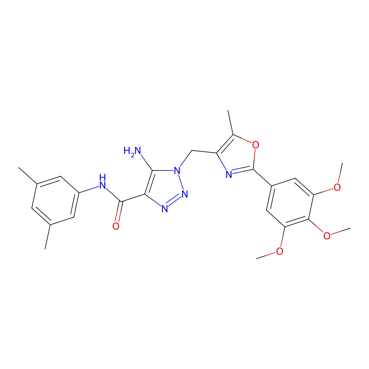 5-amino-N-(3,5-dimethylphenyl)-1-{[5-methyl-2-(3,4,5-trimethoxyphenyl)-1,3-oxazol-4-yl]methyl}-1H-1,2,3-triazole-4-carboxamide molecular structure, CAS 1115900-70-3