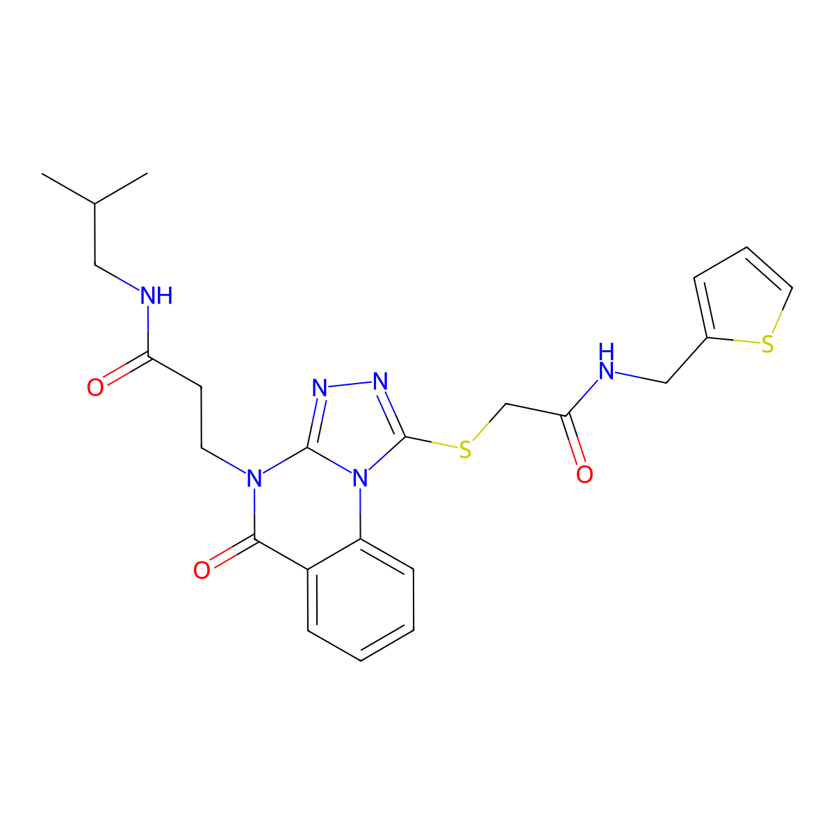 N-(2-methylpropyl)-3-{5-oxo-1-[({[(thiophen-2-yl)methyl]carbamoyl}methyl)sulfanyl]-4H,5H-[1,2,4]triazolo[4,3-a]quinazolin-4-yl}propanamide molecular structure, CAS 1115900-77-0