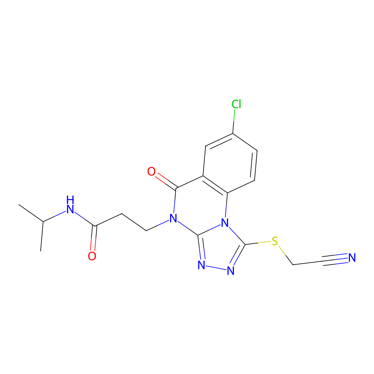 3-{7-chloro-1-[(cyanomethyl)sulfanyl]-5-oxo-4H,5H-[1,2,4]triazolo[4,3-a]quinazolin-4-yl}-N-(propan-2-yl)propanamide molecular structure, CAS 1115900-78-1