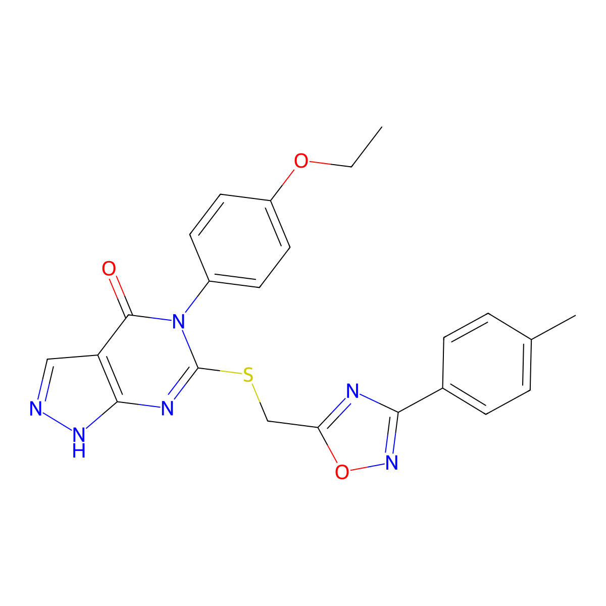 5-(4-ethoxyphenyl)-6-({[3-(4-methylphenyl)-1,2,4-oxadiazol-5-yl]methyl}sulfanyl)-1H,4H,5H-pyrazolo[3,4-d]pyrimidin-4-one molecular structure, CAS 1115900-80-5