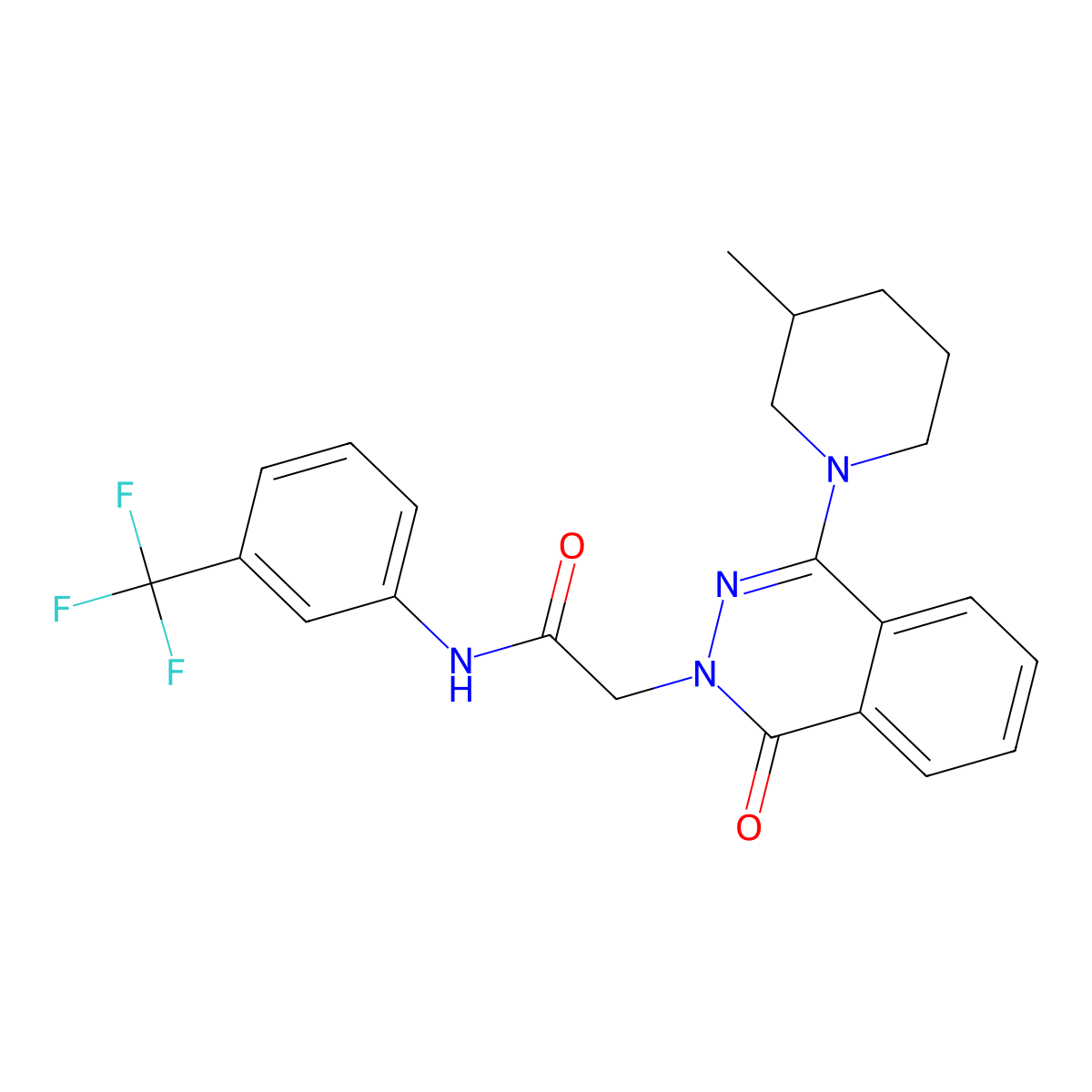 2-[4-(3-methylpiperidin-1-yl)-1-oxo-1,2-dihydrophthalazin-2-yl]-N-[3-(trifluoromethyl)phenyl]acetamide molecular structure, CAS 1115905-59-3