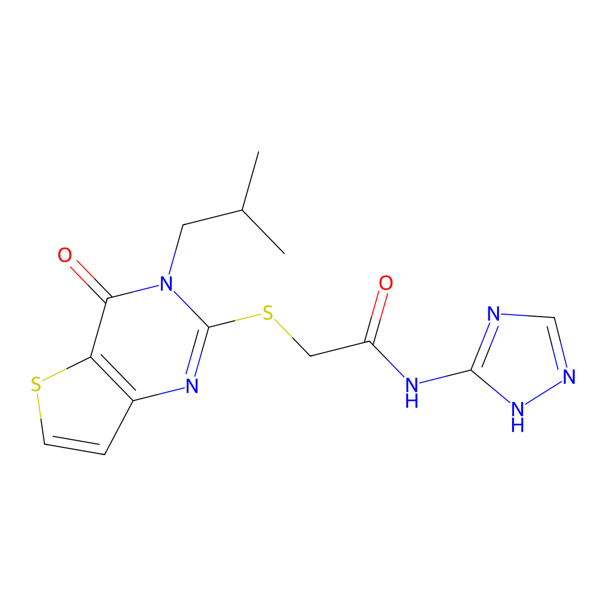 2-{[3-(2-methylpropyl)-4-oxo-3,4-dihydrothieno[3,2-d]pyrimidin-2-yl]sulfanyl}-N-(4H-1,2,4-triazol-3-yl)acetamide molecular structure, CAS 1115905-78-6