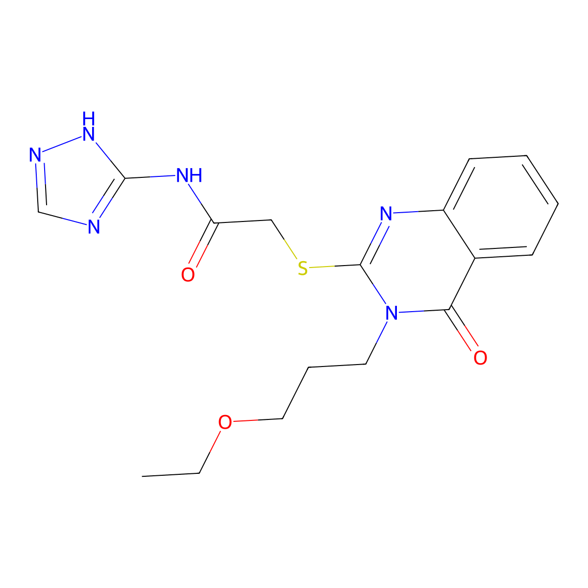 2-{[3-(3-ethoxypropyl)-4-oxo-3,4-dihydroquinazolin-2-yl]sulfanyl}-N-(4H-1,2,4-triazol-3-yl)acetamide molecular structure, CAS 1115905-80-0