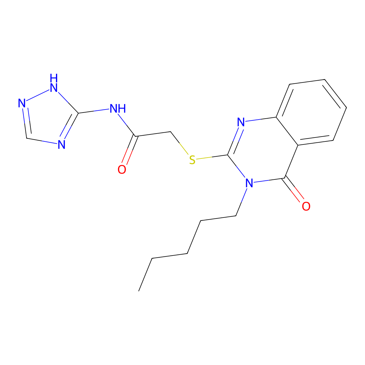 2-[(4-oxo-3-pentyl-3,4-dihydroquinazolin-2-yl)sulfanyl]-N-(4H-1,2,4-triazol-3-yl)acetamide molecular structure, CAS 1115905-82-2