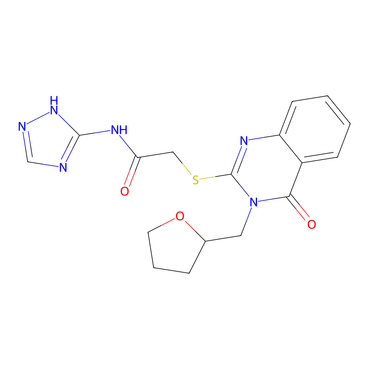 2-({4-oxo-3-[(oxolan-2-yl)methyl]-3,4-dihydroquinazolin-2-yl}sulfanyl)-N-(4H-1,2,4-triazol-3-yl)acetamide molecular structure, CAS 1115905-83-3