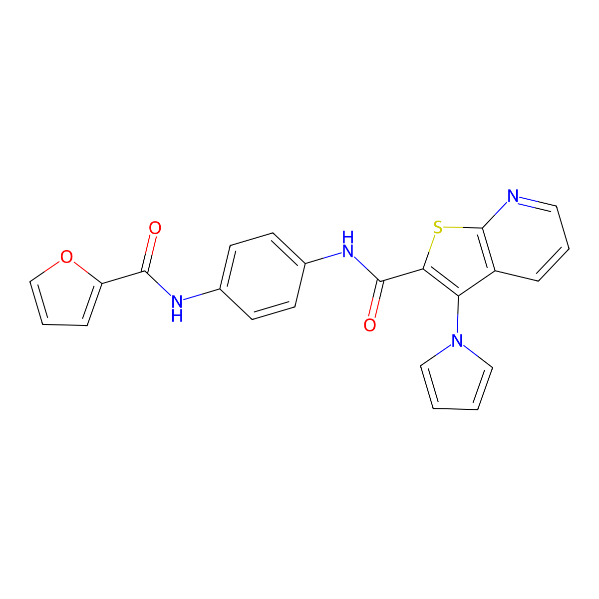 N-[4-(furan-2-amido)phenyl]-3-(1H-pyrrol-1-yl)thieno[2,3-b]pyridine-2-carboxamide molecular structure, CAS 1115908-31-0