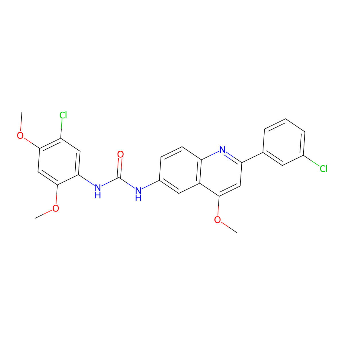 1-(5-Chloro-2,4-dimethoxyphenyl)-3-[2-(3-chlorophenyl)-4-methoxyquinolin-6-yl]urea molecular structure, CAS 1115911-81-3