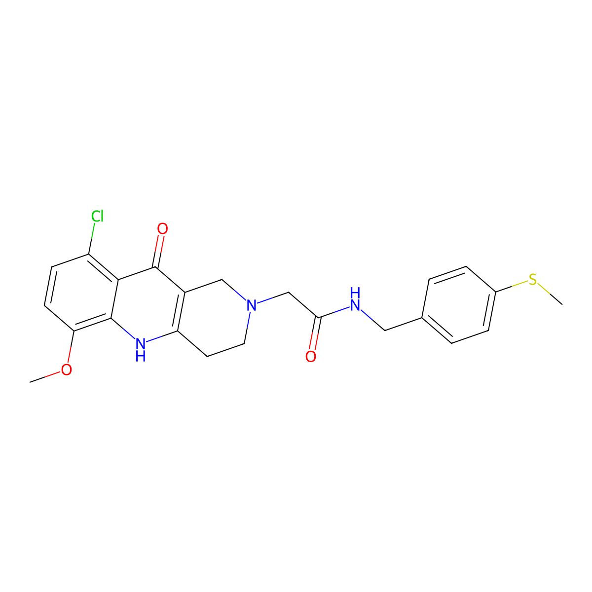 2-(9-chloro-6-methoxy-10-oxo-3,4-dihydrobenzo[b][1,6]naphthyridin-2(1H,5H,10H)-yl)-N-(4-(methylthio)benzyl)acetamide molecular structure, CAS 1115912-08-7