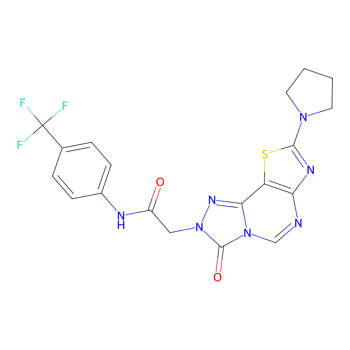 2-[5-oxo-11-(pyrrolidin-1-yl)-12-thia-3,4,6,8,10-pentaazatricyclo[7.3.0.0^{2,6}]dodeca-1(9),2,7,10-tetraen-4-yl]-N-[4-(trifluoromethyl)phenyl]acetamide molecular structure, CAS 1115914-90-3