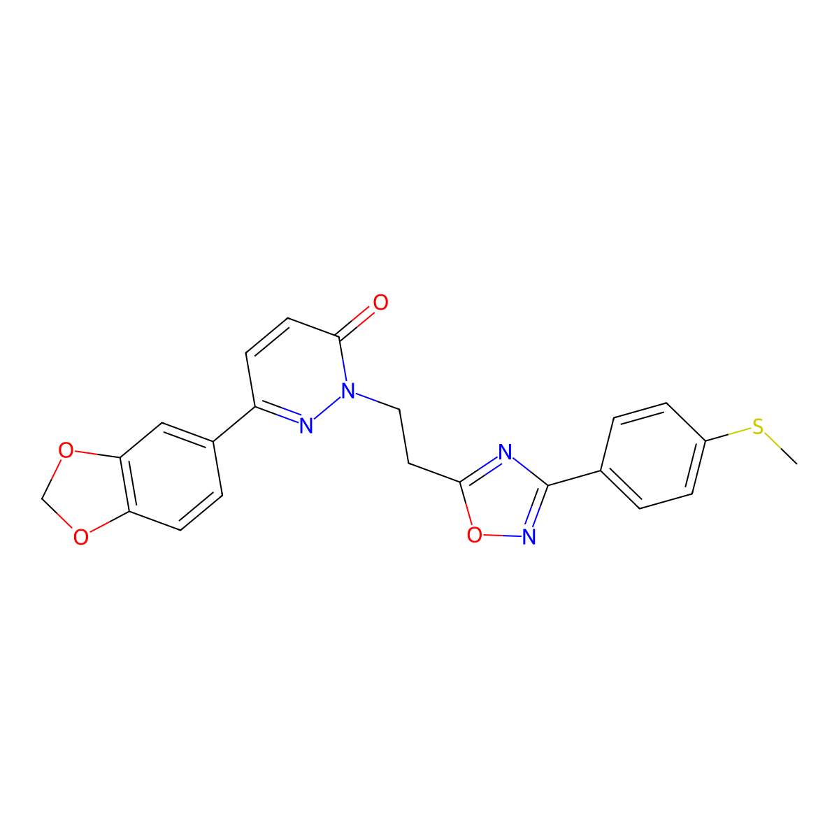 6-(2H-1,3-benzodioxol-5-yl)-2-(2-{3-[4-(methylsulfanyl)phenyl]-1,2,4-oxadiazol-5-yl}ethyl)-2,3-dihydropyridazin-3-one molecular structure, CAS 1115915-24-6