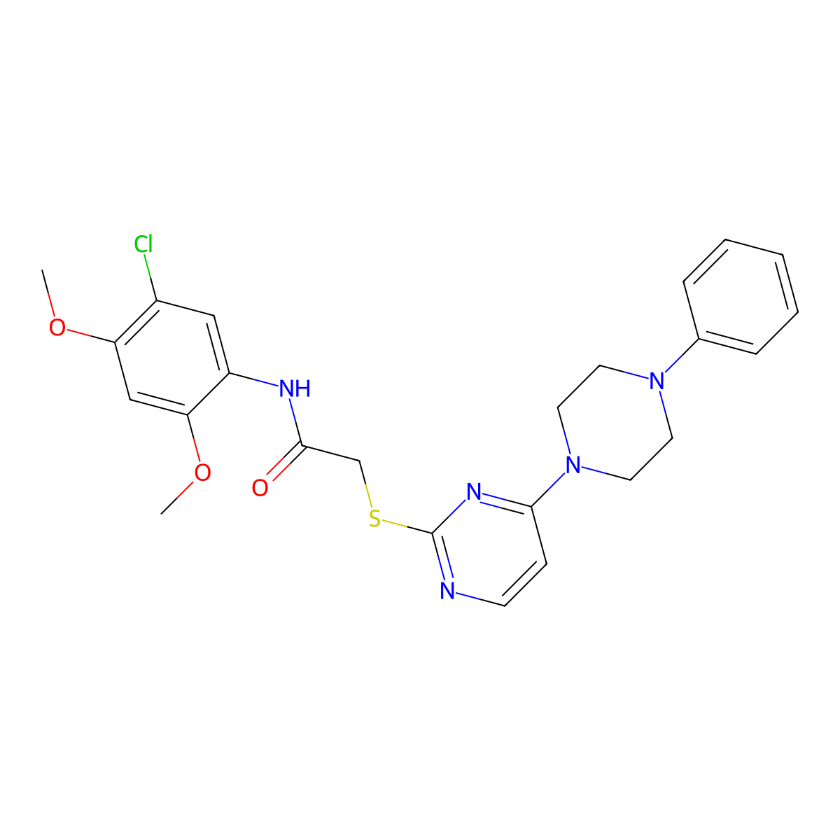 N-(5-Chloro-2,4-dimethoxyphenyl)-2-{[4-(4-phenylpiperazin-1-YL)pyrimidin-2-YL]sulfanyl}acetamide molecular structure, CAS 1115915-39-3