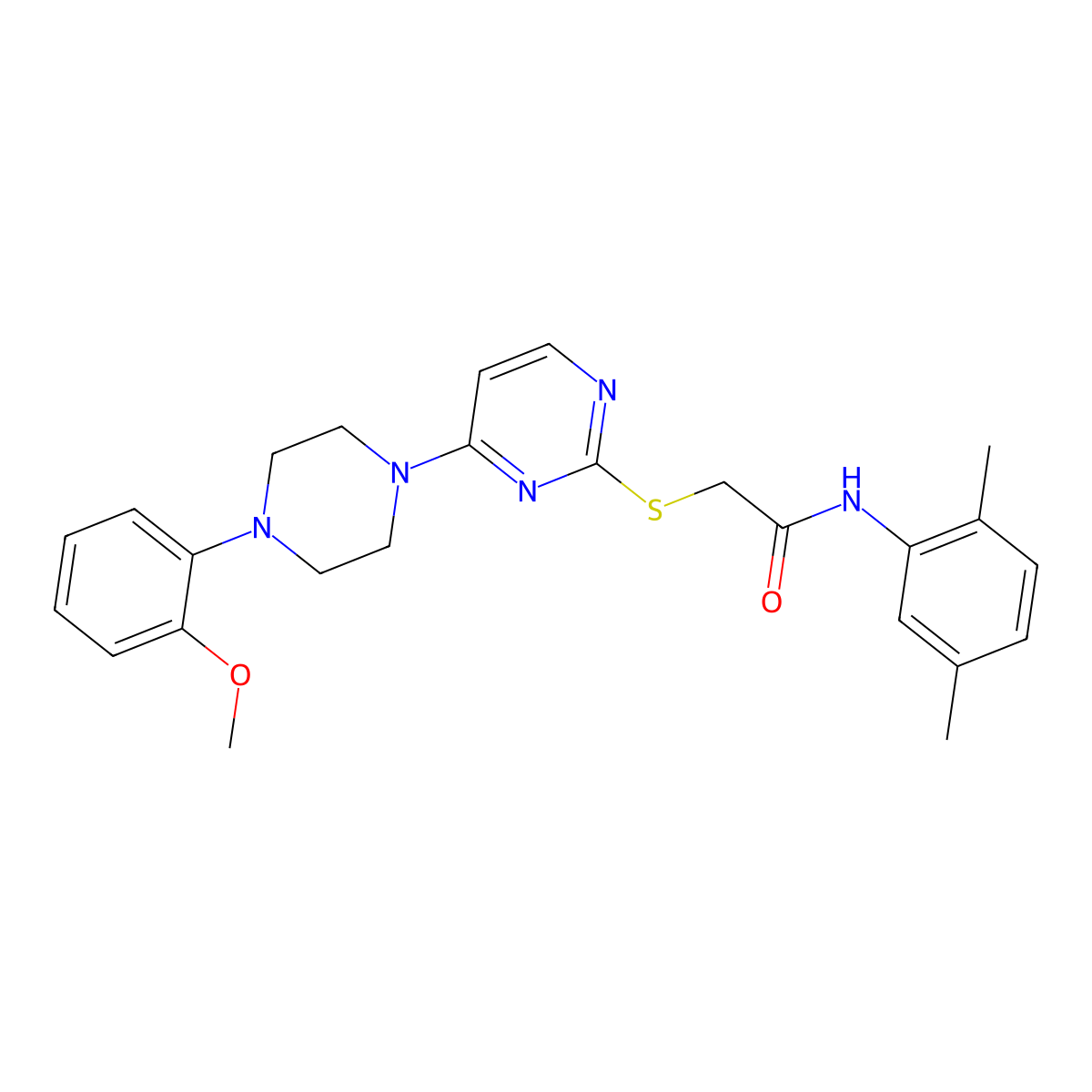 N-(2,5-dimethylphenyl)-2-((4-(4-(2-methoxyphenyl)piperazin-1-yl)pyrimidin-2-yl)thio)acetamide molecular structure, CAS 1115915-41-7