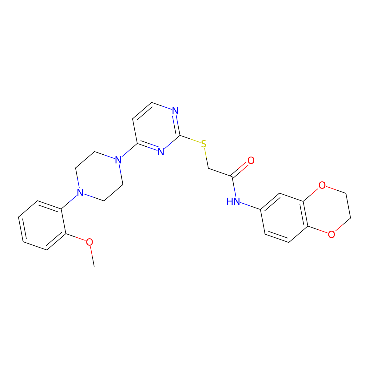 N-(2,3-dihydro-1,4-benzodioxin-6-yl)-2-({4-[4-(2-methoxyphenyl)piperazin-1-yl]pyrimidin-2-yl}sulfanyl)acetamide molecular structure, CAS 1115915-44-0