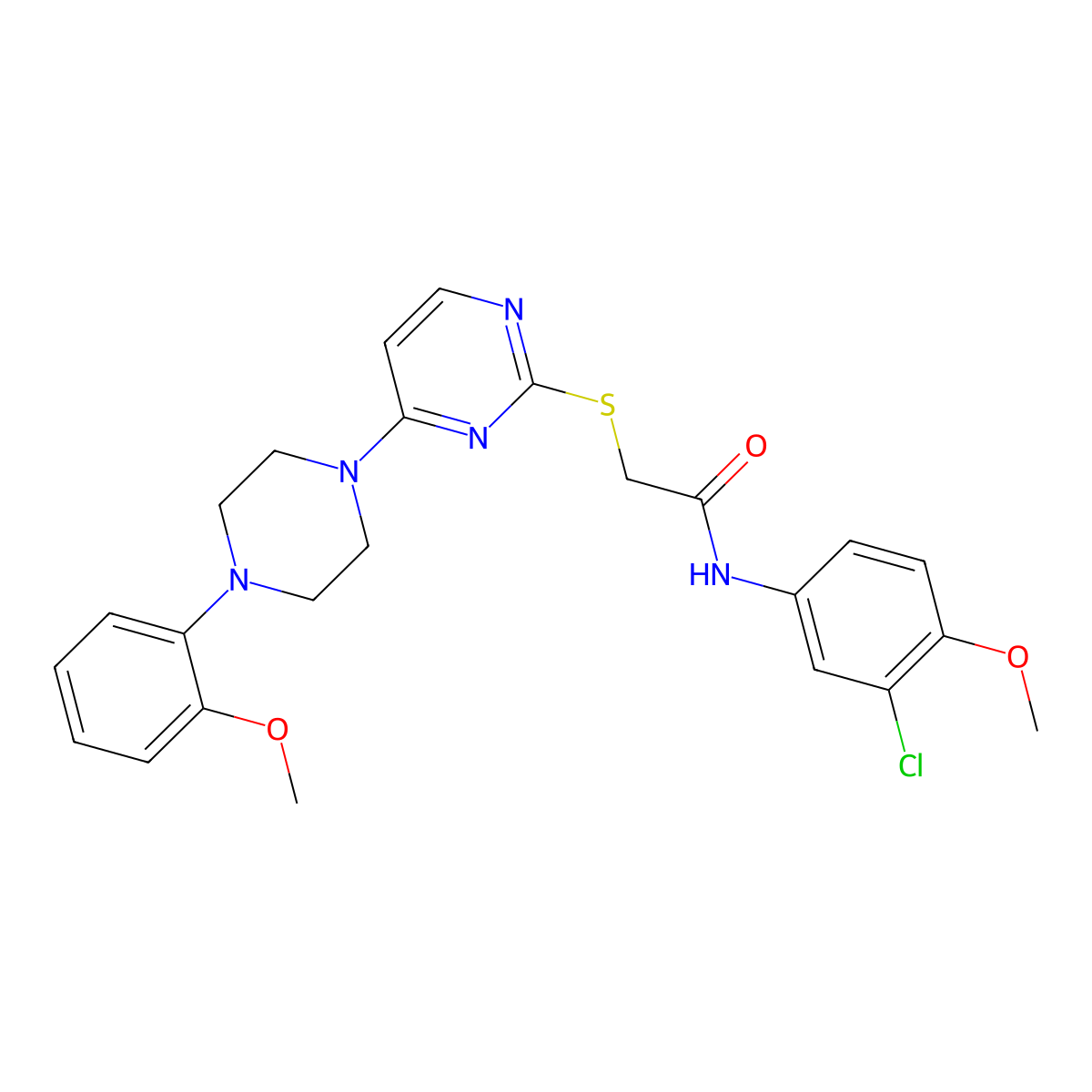 N-(3-chloro-4-methoxyphenyl)-2-({4-[4-(2-methoxyphenyl)piperazin-1-yl]pyrimidin-2-yl}sulfanyl)acetamide molecular structure, CAS 1115915-47-3