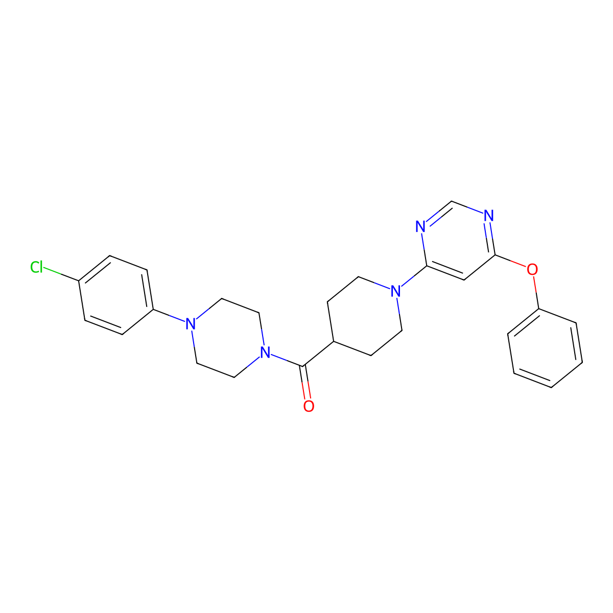 (4-(4-Chlorophenyl)piperazin-1-yl)(1-(6-phenoxypyrimidin-4-yl)piperidin-4-yl)methanone molecular structure, CAS 1115922-98-9