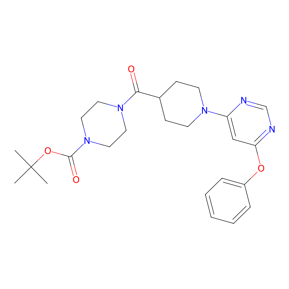 Tert-butyl 4-[1-(6-phenoxypyrimidin-4-yl)piperidine-4-carbonyl]piperazine-1-carboxylate molecular structure, CAS 1115922-99-0