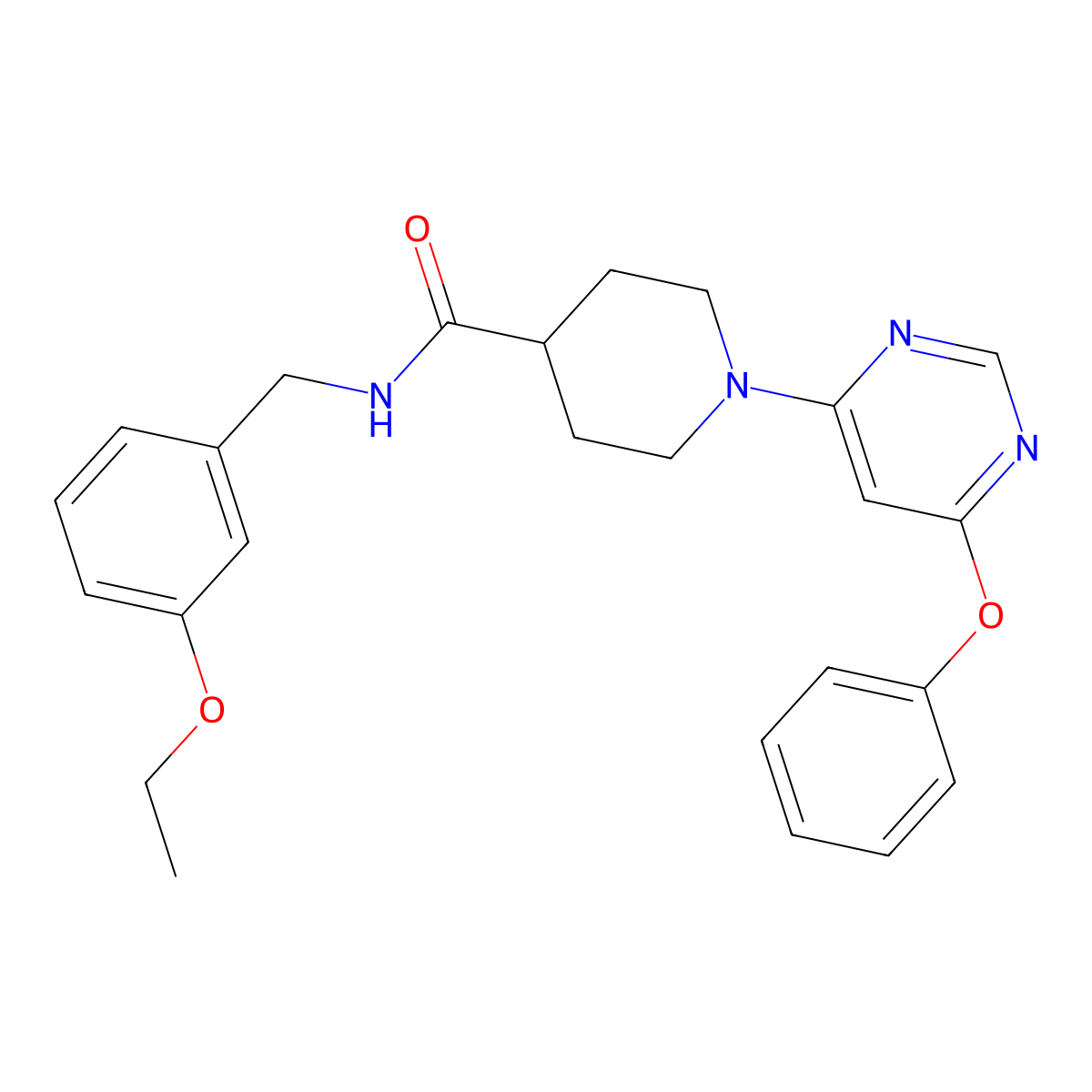 N-(3-ethoxybenzyl)-1-(6-phenoxypyrimidin-4-yl)piperidine-4-carboxamide molecular structure, CAS 1115923-08-4