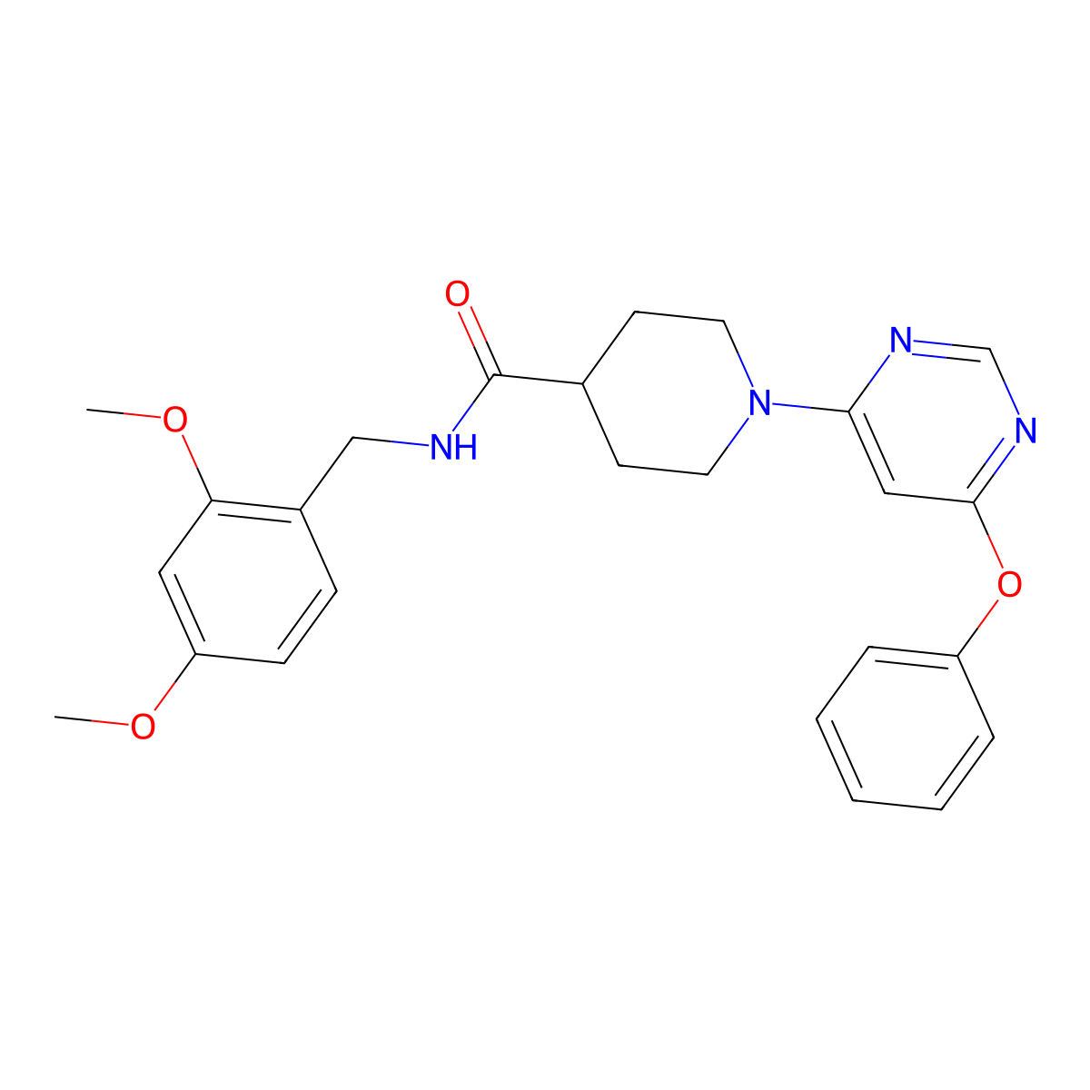 N-(2,4-dimethoxybenzyl)-1-(6-phenoxypyrimidin-4-yl)piperidine-4-carboxamide molecular structure, CAS 1115923-09-5