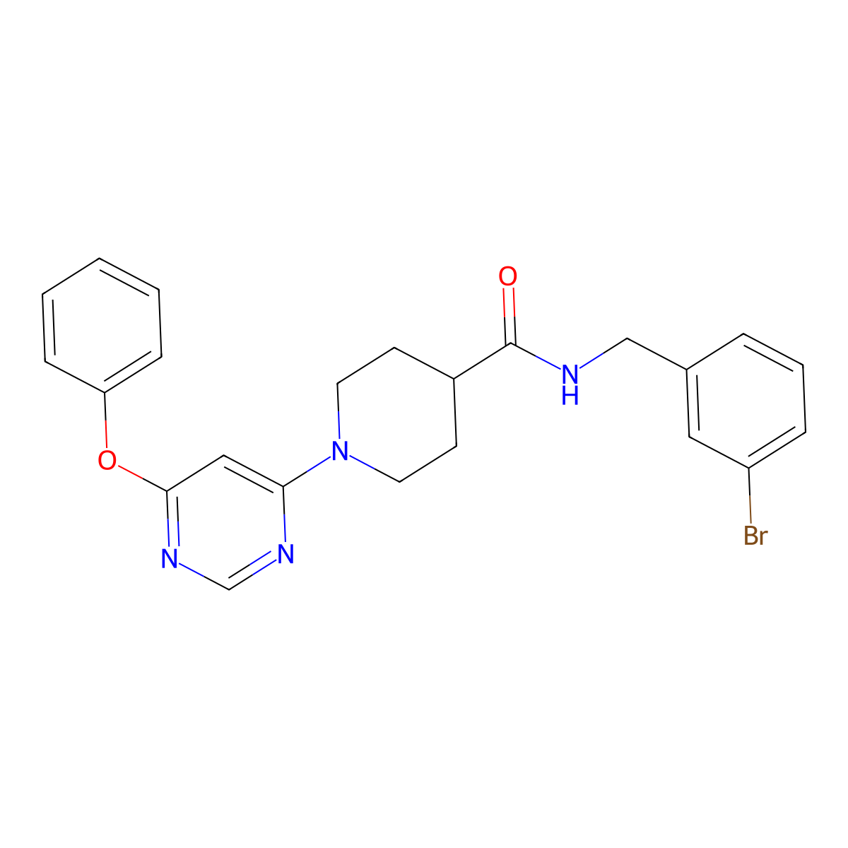 N-(3-bromobenzyl)-1-(6-phenoxypyrimidin-4-yl)piperidine-4-carboxamide molecular structure, CAS 1115923-12-0
