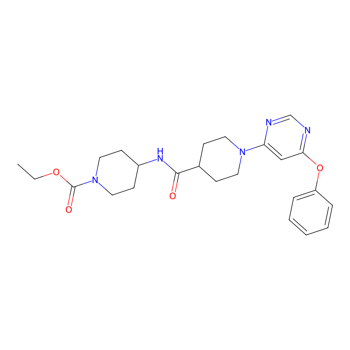 Ethyl 4-({[1-(6-phenoxypyrimidin-4-yl)piperidin-4-yl]carbonyl}amino)piperidine-1-carboxylate molecular structure, CAS 1115923-16-4