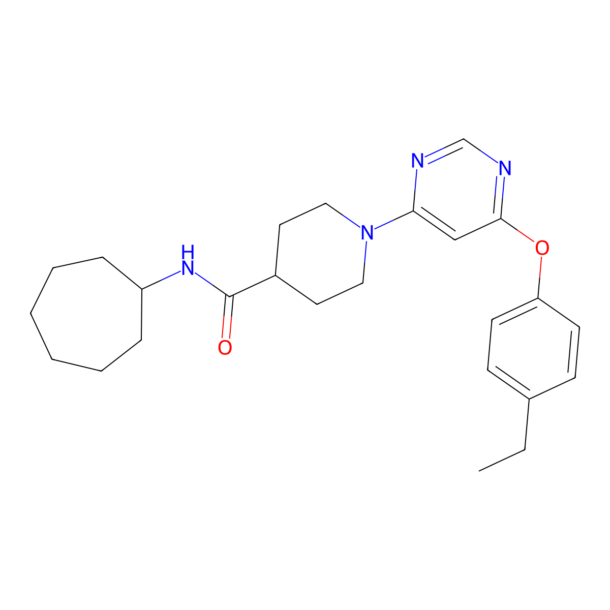 N-cycloheptyl-1-[6-(4-ethylphenoxy)pyrimidin-4-yl]piperidine-4-carboxamide molecular structure, CAS 1115923-18-6