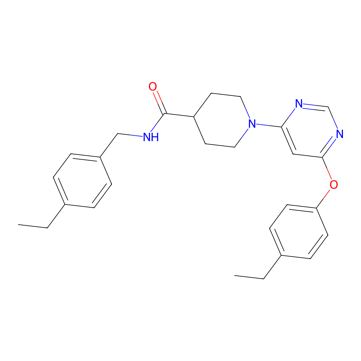 N-(4-ethylbenzyl)-1-[6-(4-ethylphenoxy)pyrimidin-4-yl]piperidine-4-carboxamide molecular structure, CAS 1115923-19-7