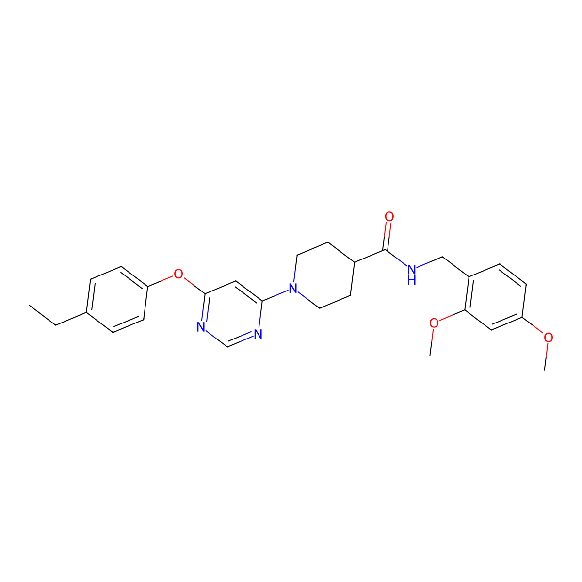 N-(2,4-dimethoxybenzyl)-1-[6-(4-ethylphenoxy)pyrimidin-4-yl]piperidine-4-carboxamide molecular structure, CAS 1115923-21-1