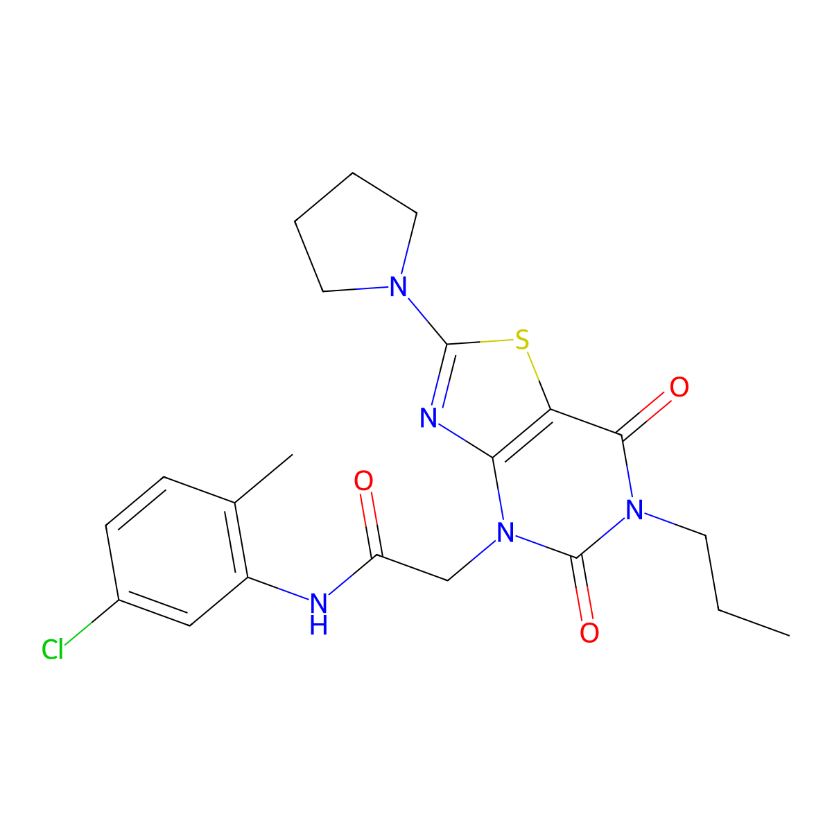N-(5-chloro-2-methylphenyl)-2-(5,7-dioxo-6-propyl-2-(pyrrolidin-1-yl)-6,7-dihydrothiazolo[4,5-d]pyrimidin-4(5H)-yl)acetamide molecular structure, CAS 1115925-69-3