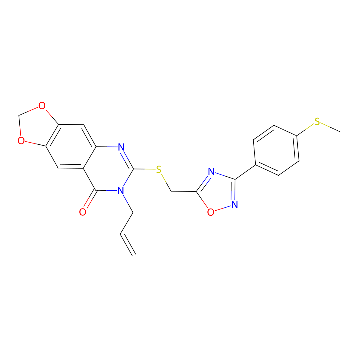 7-allyl-6-(((3-(4-(methylthio)phenyl)-1,2,4-oxadiazol-5-yl)methyl)thio)-[1,3]dioxolo[4,5-g]quinazolin-8(7H)-one molecular structure, CAS 1115926-96-9