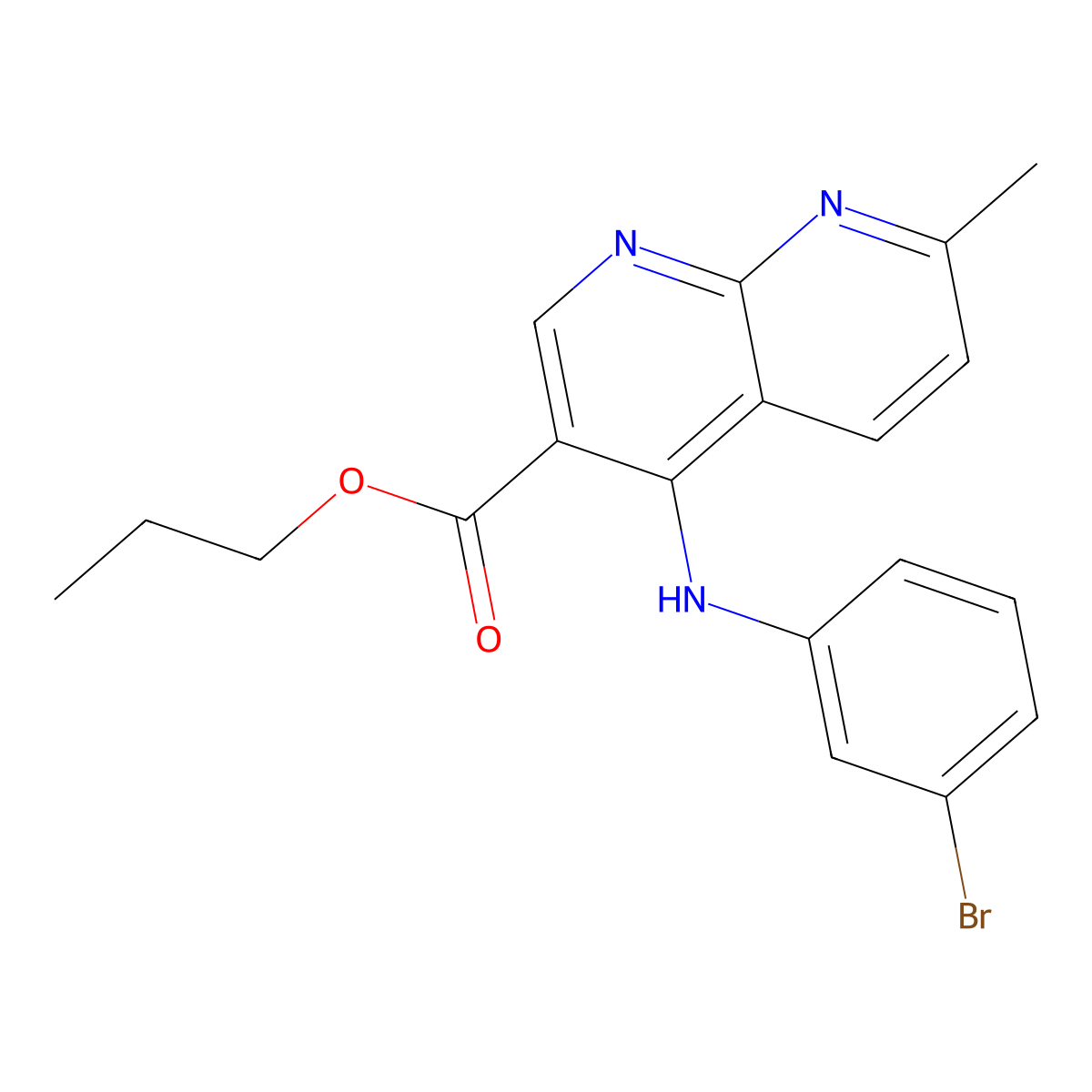 Propyl 4-[(3-bromophenyl)amino]-7-methyl-1,8-naphthyridine-3-carboxylate molecular structure, CAS 1115931-66-2