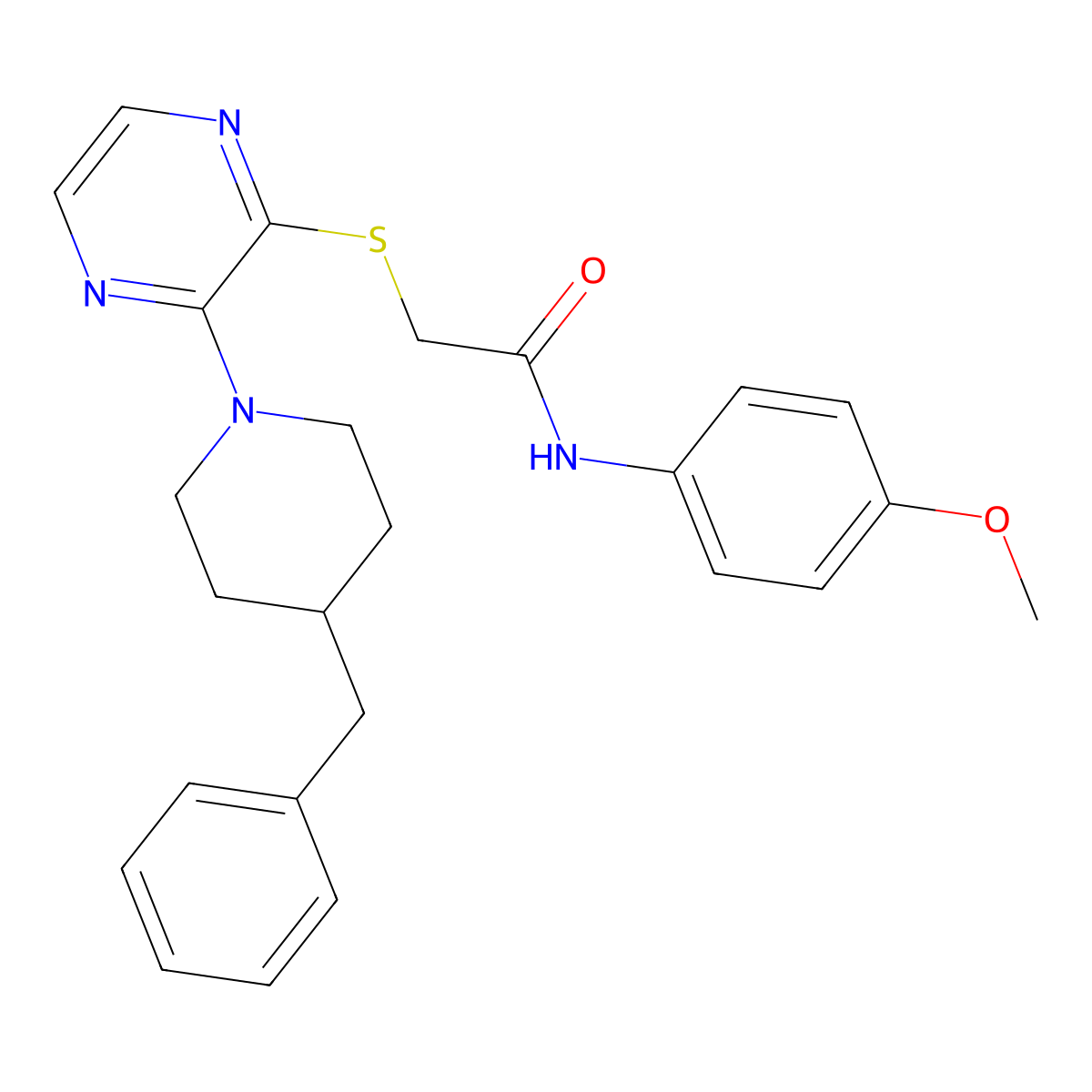 2-((3-(4-benzylpiperidin-1-yl)pyrazin-2-yl)thio)-N-(4-methoxyphenyl)acetamide molecular structure, CAS 1115931-82-2