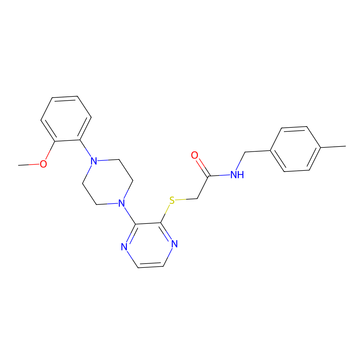 2-({3-[4-(2-methoxyphenyl)piperazin-1-yl]pyrazin-2-yl}sulfanyl)-N-[(4-methylphenyl)methyl]acetamide molecular structure, CAS 1115932-07-4