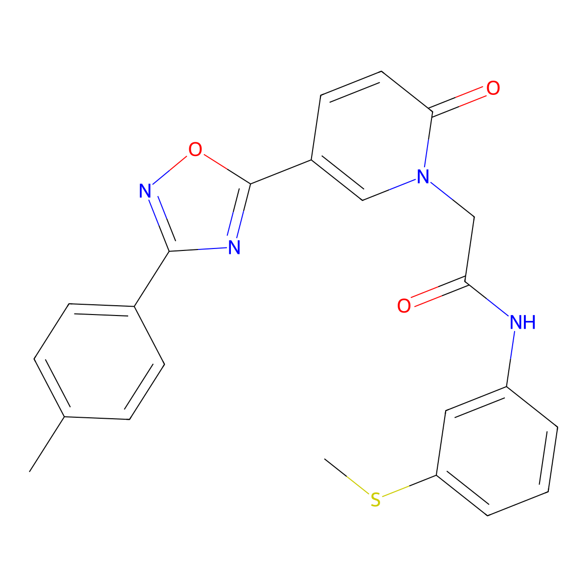 2-{5-[3-(4-methylphenyl)-1,2,4-oxadiazol-5-yl]-2-oxo-1,2-dihydropyridin-1-yl}-N-[3-(methylsulfanyl)phenyl]acetamide molecular structure, CAS 1115932-11-0