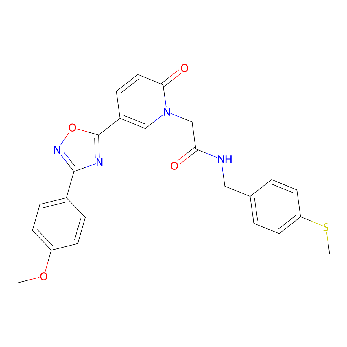 2-{5-[3-(4-methoxyphenyl)-1,2,4-oxadiazol-5-yl]-2-oxo-1,2-dihydropyridin-1-yl}-N-{[4-(methylsulfanyl)phenyl]methyl}acetamide molecular structure, CAS 1115932-18-7