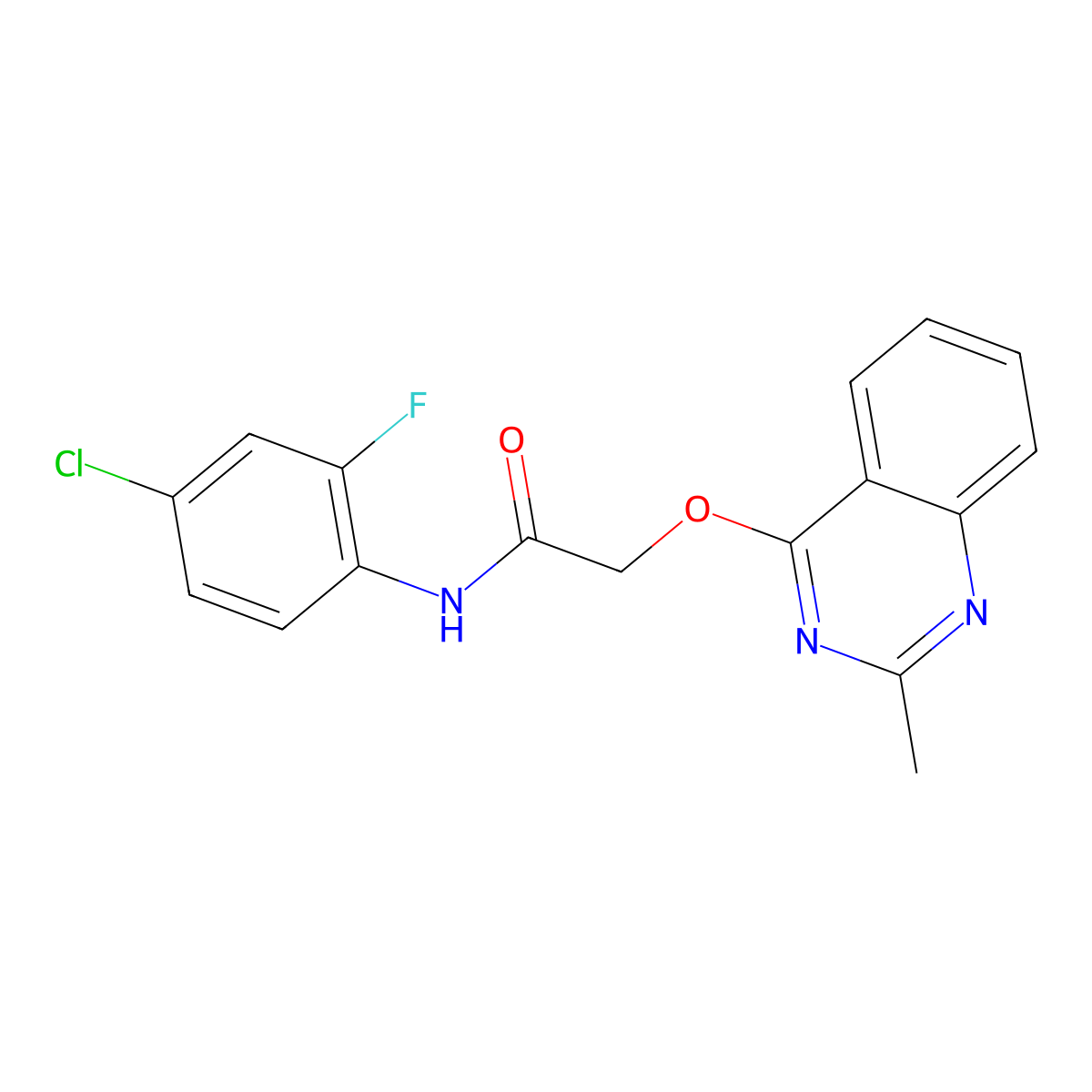 N-(4-chloro-2-fluorophenyl)-2-[(2-methylquinazolin-4-yl)oxy]acetamide molecular structure, CAS 1115933-32-8